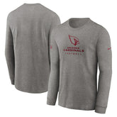 Arizona Cardinals Sideline Performance Long Sleeve T-Shirt - Heather Gray T-shirts