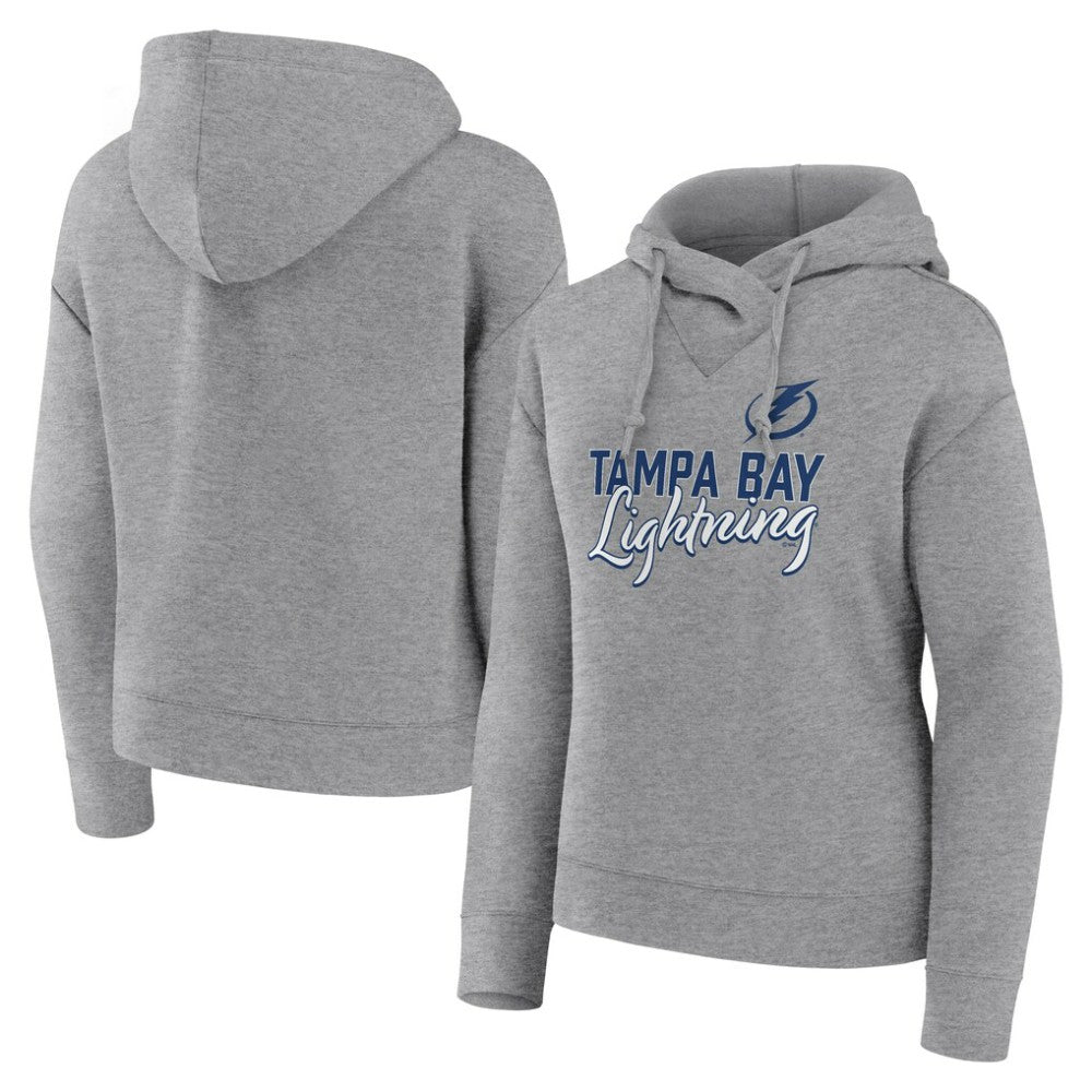 Tampa Bay Lightning Fanatics Women's Script Favorite Pullover Hoodie - Heather Gray | US 5025726