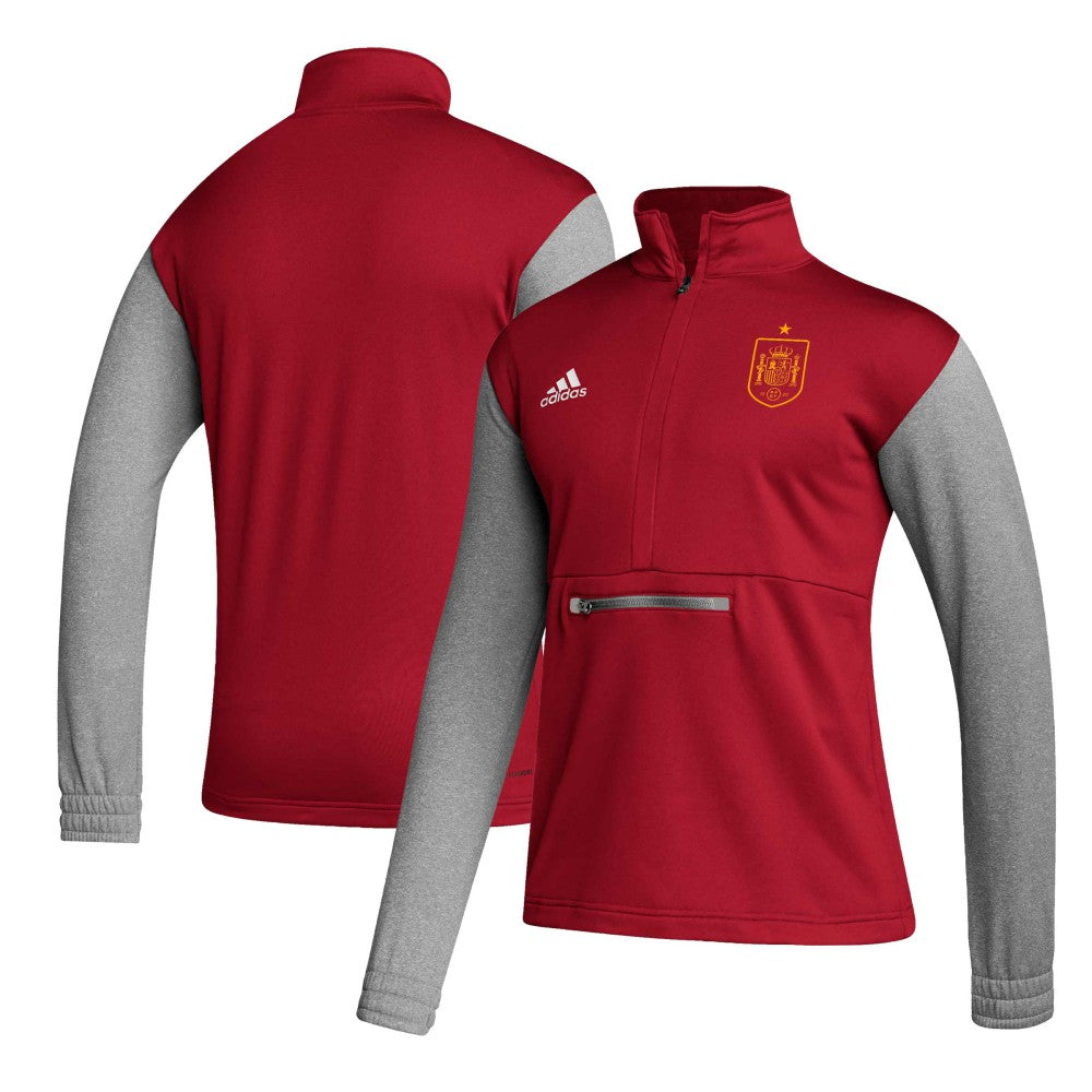 Spain National Team Crest Long Sleeve Half-Zip Top Red - Adidas on sale