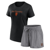 San Francisco Giants Fanatics Women's Script T-Shirt & Shorts Combo Set - Black/Gray Shorts