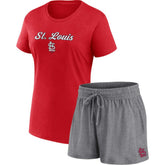 St. Louis Cardinals Fanatics Women's Script T-Shirt & Shorts Combo Set - Red/Gray Shorts