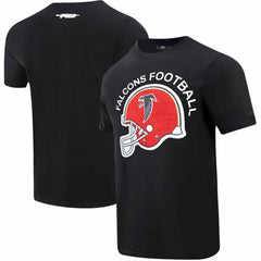 Atlanta Falcons Pro Standard Red Helmet Wordmark T-Shirt - Black T-shirts