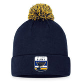 St. Louis Blues Fanatics 2023 NHL Draft Cuffed Knit Hat with Pom - Navy | US 5035886