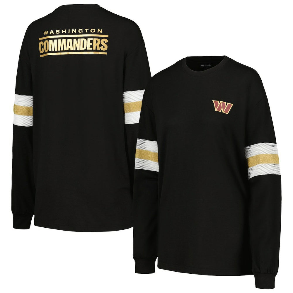 Washington Commanders The Wild Collective Women's Long Sleeve T-Shirt - Black T-shirts