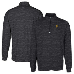 Pittsburgh Pirates Cutter & Buck Big & Tall Traverse Camo Print Stretch Quarter-Zip Pullover Top - Black Pullover