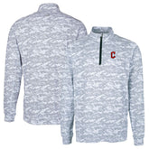 Cleveland Guardians Cutter & Buck Big & Tall Traverse Camo Print Stretch Quarter-Zip Pullover Top - Charcoal Pullover