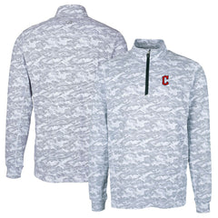 Cleveland Guardians Cutter & Buck Big & Tall Traverse Camo Print Stretch Quarter-Zip Pullover Top - Charcoal Pullover