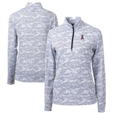 Los Angeles Angels Cutter & Buck Women's Traverse Camo Print Stretch Quarter-Zip Pullover Top - Charcoal Pullover