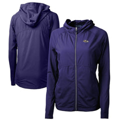 Baltimore Ravens Cutter & Buck Women's Adapt Eco Knit Hybrid Recycled Full-Zip Hoodie - Purple Hoodies