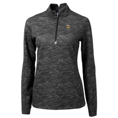 Minnesota Vikings Cutter & Buck Women's Traverse Camo Print Stretch Quarter-Zip Pullover Top - Black Pullover