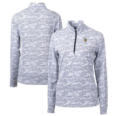Minnesota Vikings Cutter & Buck Women's Traverse Camo Print Stretch Quarter-Zip Pullover Top - Charcoal Pullover