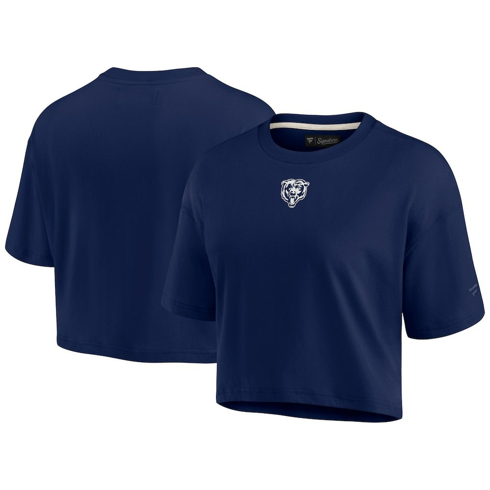 Chicago Bears Women's Elements Super Soft Boxy Cropped T-Shirt - Navy T-shirts