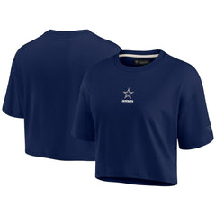 Dallas Cowboys Women's Elements Super Soft Boxy Cropped T-Shirt - Navy T-shirts