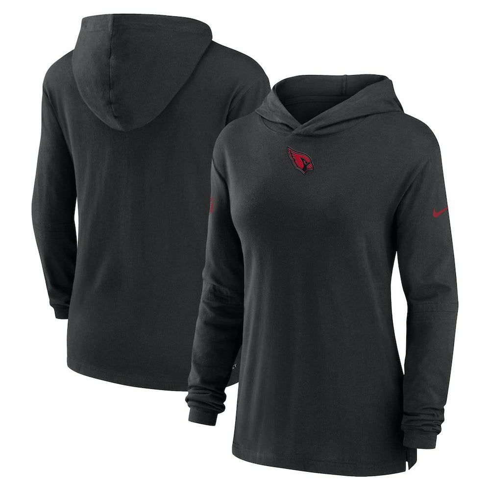 Arizona Cardinals Women's Sideline Performance Long Sleeve Hoodie T-Shirt - Black Hoodies