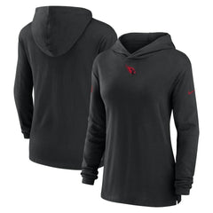 Arizona Cardinals Women's Sideline Performance Long Sleeve Hoodie T-Shirt - Black Hoodies