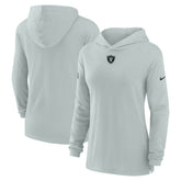 Las Vegas Raiders Women's Sideline Performance Long Sleeve Hoodie T-Shirt - Silver Hoodies