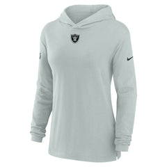 Las Vegas Raiders Women's Sideline Performance Long Sleeve Hoodie T-Shirt - Silver Hoodies