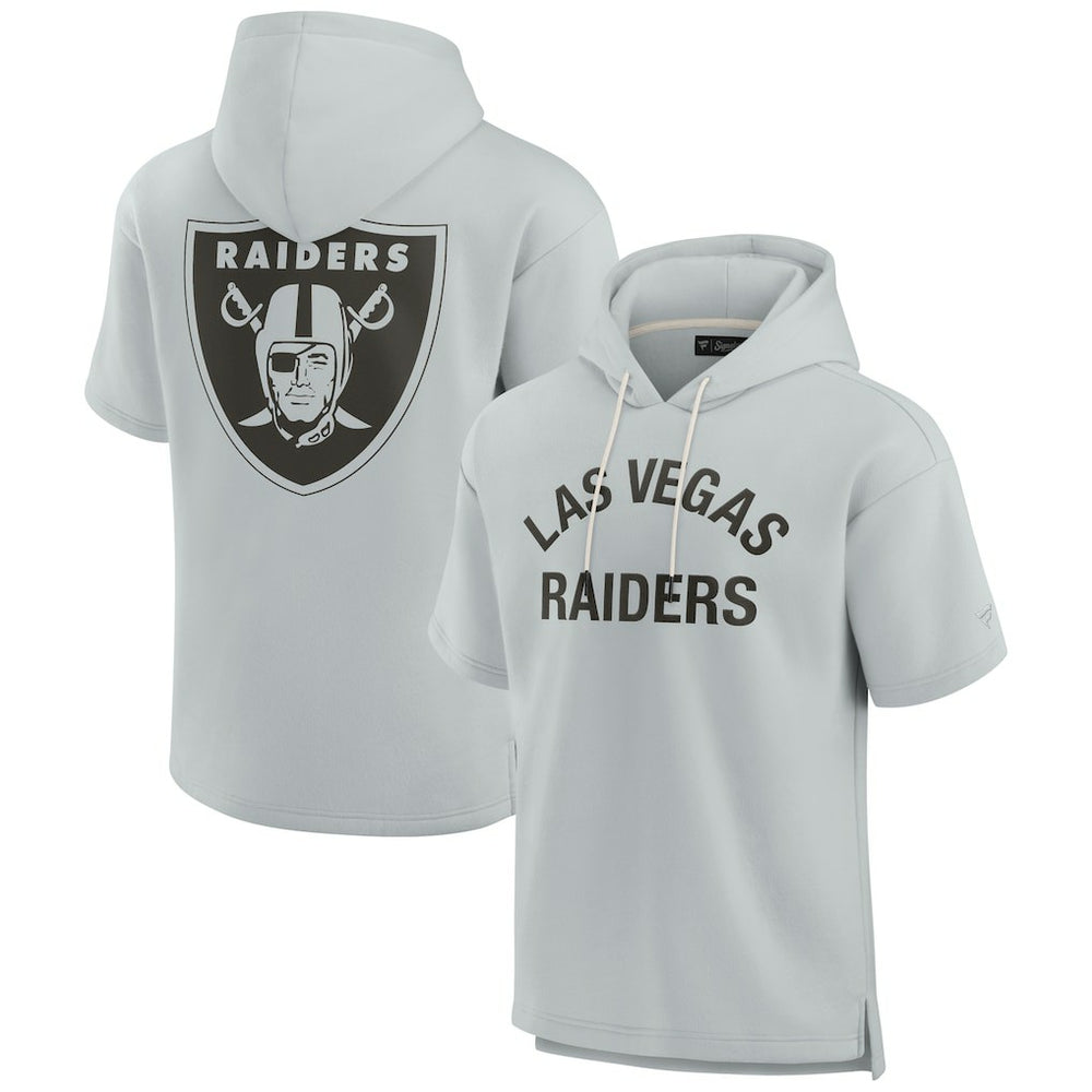 Las Vegas Raiders Unisex Elements Super Soft Fleece Short Sleeve Pullover Hoodie - Gray Hoodies