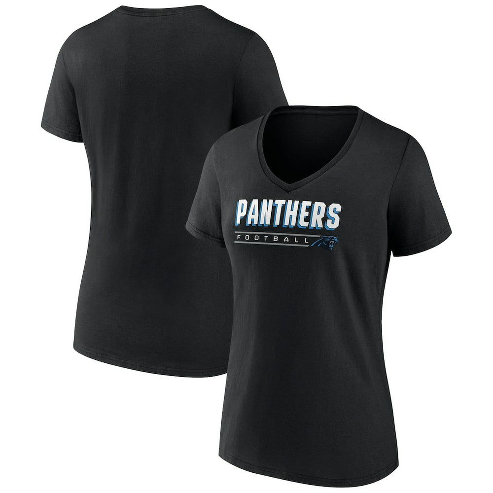 Carolina Panthers Women's Primary Play V-Neck T-Shirt - Black T-shirts