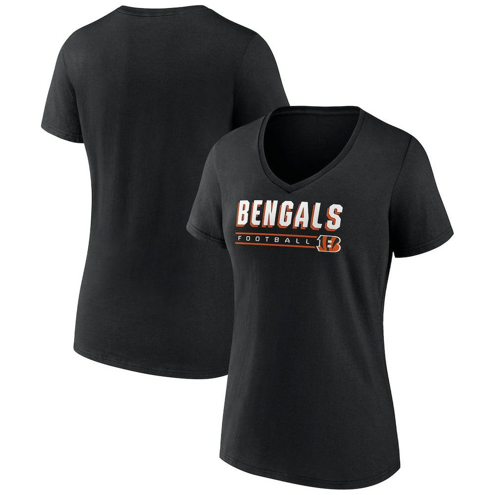 Cincinnati Bengals Women's Primary Play V-Neck T-Shirt - Black T-shirts