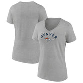 Denver Broncos Women's Team Arc V-Neck T-Shirt - Heather Gray T-shirts