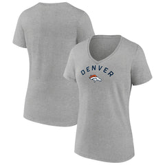 Denver Broncos Women's Team Arc V-Neck T-Shirt - Heather Gray T-shirts