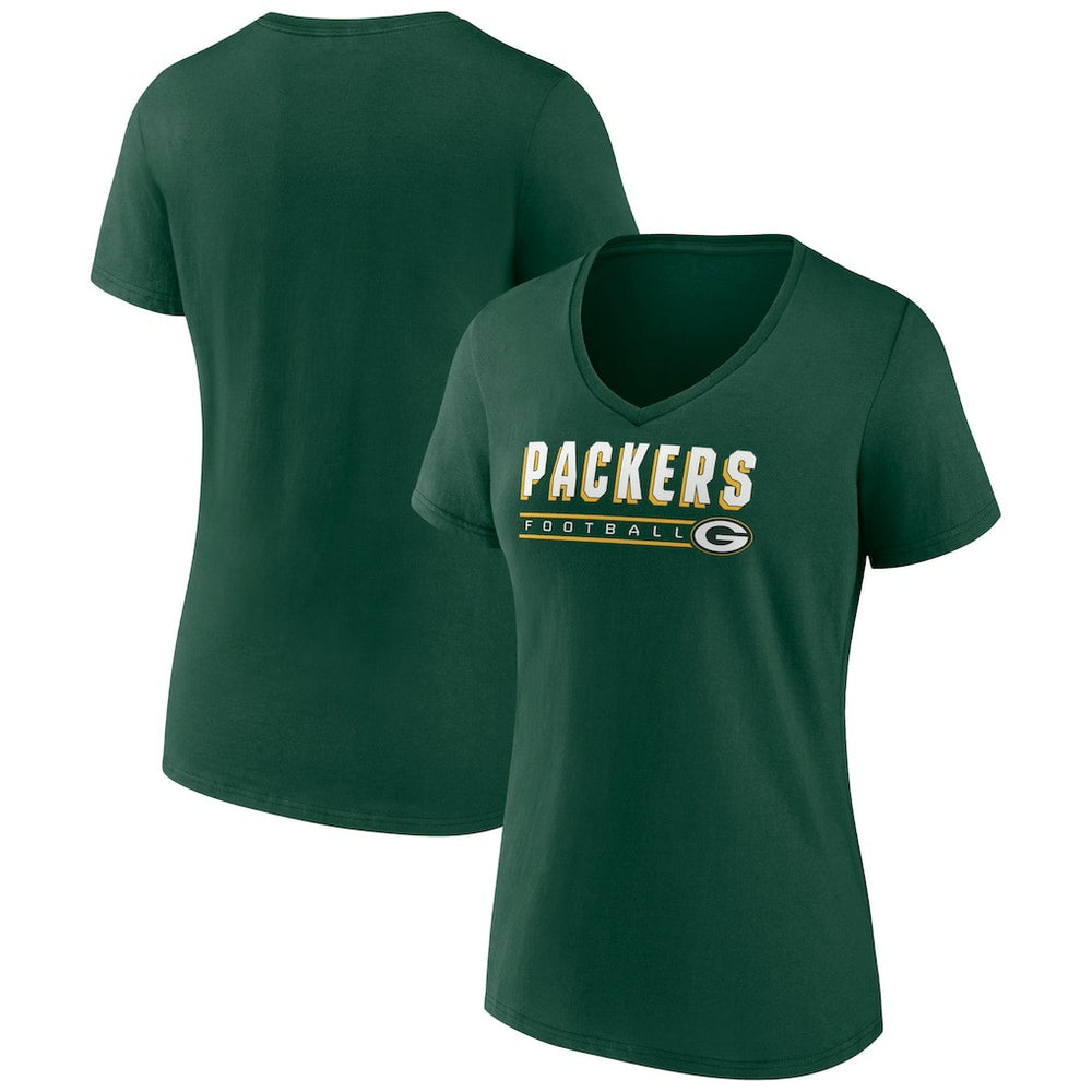 Green Bay Packers Women's Primary Play V-Neck T-Shirt - Green T-shirts