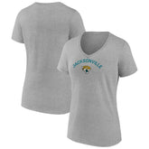 Jacksonville Jaguars Women's Team Arc V-Neck T-Shirt - Heather Gray T-shirts