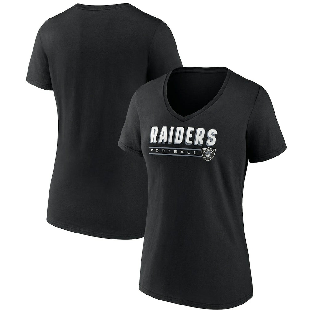 Las Vegas Raiders Women's Primary Play V-Neck T-Shirt - Black T-shirts