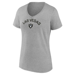 Las Vegas Raiders Women's Team Arc V-Neck T-Shirt - Heather Gray T-shirts