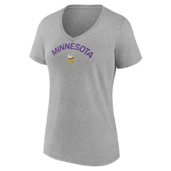 Minnesota Vikings Women's Team Arc V-Neck T-Shirt - Heather Gray T-shirts