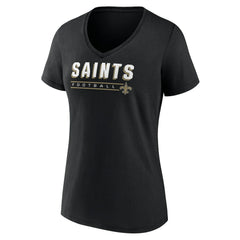 New Orleans Saints Women's Primary Play V-Neck T-Shirt - Black T-shirts