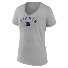 New York Giants Women's Team Arc V-Neck T-Shirt - Heather Gray T-shirts