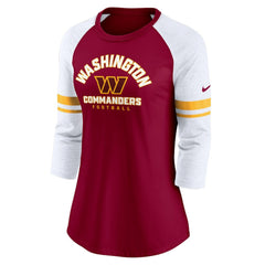 Washington Commanders Women's Fashion 3/4-Sleeve Lightweight Raglan Fashion T-Shirt - Burgundy T-shirts