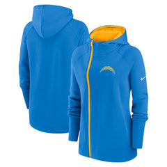 Los Angeles Chargers Women's Asymmetrical Raglan Full-Zip Hoodie - Powder Blue Hoodies
