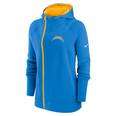 Los Angeles Chargers Women's Asymmetrical Raglan Full-Zip Hoodie - Powder Blue Hoodies