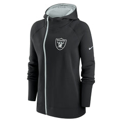 Las Vegas Raiders Women's Asymmetrical Raglan Full-Zip Hoodie - Black Hoodies