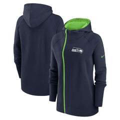 Seattle Seahawks Women's Asymmetrical Raglan Full-Zip Hoodie - College Navy Hoodies