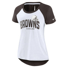 Cleveland Browns Women's Back Slit Lightweight Fashion T-Shirt - White/Heather Scarlet T-shirts