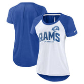 Los Angeles Rams Women's Back Slit Lightweight Fashion T-Shirt - White/Heather Scarlet T-shirts