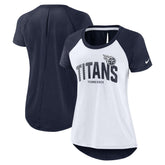 Tennessee Titans Women's Back Slit Lightweight Fashion T-Shirt - White/Heather Scarlet T-shirts