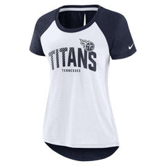Tennessee Titans Women's Back Slit Lightweight Fashion T-Shirt - White/Heather Scarlet T-shirts