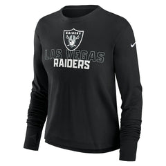 Las Vegas Raiders Women's Modest Crop Performance Long Sleeve T-Shirt - Black T-shirts