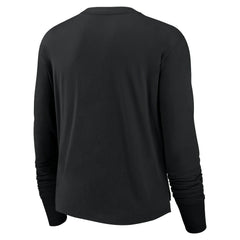 Las Vegas Raiders Women's Modest Crop Performance Long Sleeve T-Shirt - Black T-shirts