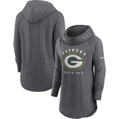 Green Bay Packers Women's Raglan Funnel Neck Pullover Hoodie - Heather Charcoal Hoodies