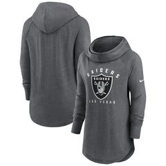 Las Vegas Raiders Women's Raglan Funnel Neck Pullover Hoodie - Heather Charcoal Hoodies
