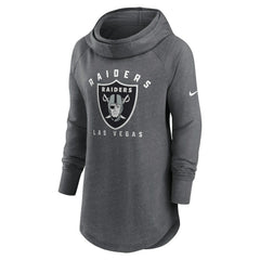 Las Vegas Raiders Women's Raglan Funnel Neck Pullover Hoodie - Heather Charcoal Hoodies