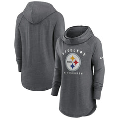 Pittsburgh Steelers Women's Raglan Funnel Neck Pullover Hoodie - Heather Charcoal Hoodies