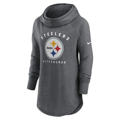 Pittsburgh Steelers Women's Raglan Funnel Neck Pullover Hoodie - Heather Charcoal Hoodies