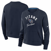 Tennessee Titans Women's High Hip Fleece Pullover Sweatshirt - Navy Pullover